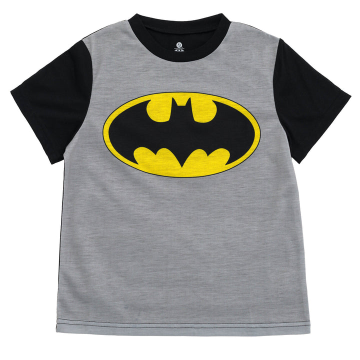 DC Comics Justice League Batman Boys' Pajama Shirt and Shorts Set with Cape Grey