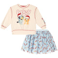 Bluey Girls' 2-Piece Sweatshirt and Skirt Set Bingo Cream Blue