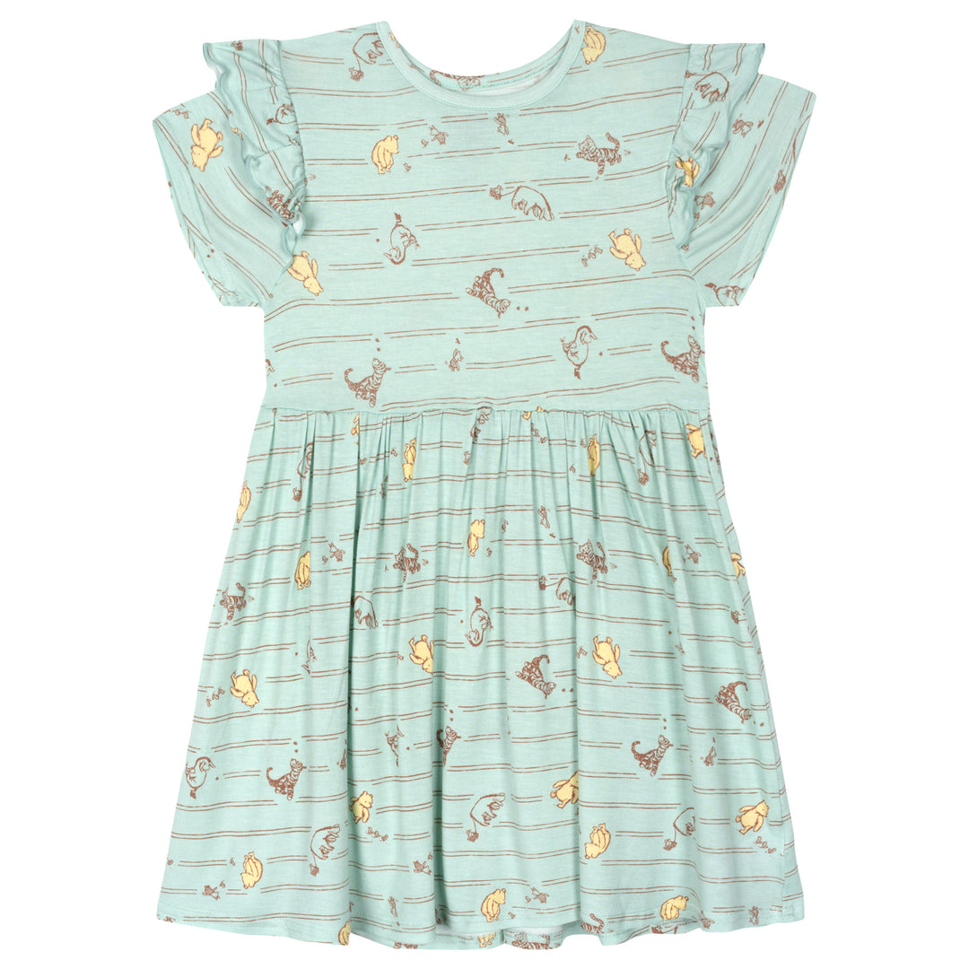 Disney Winnie the Pooh Girls' Short Sleeve Dress White