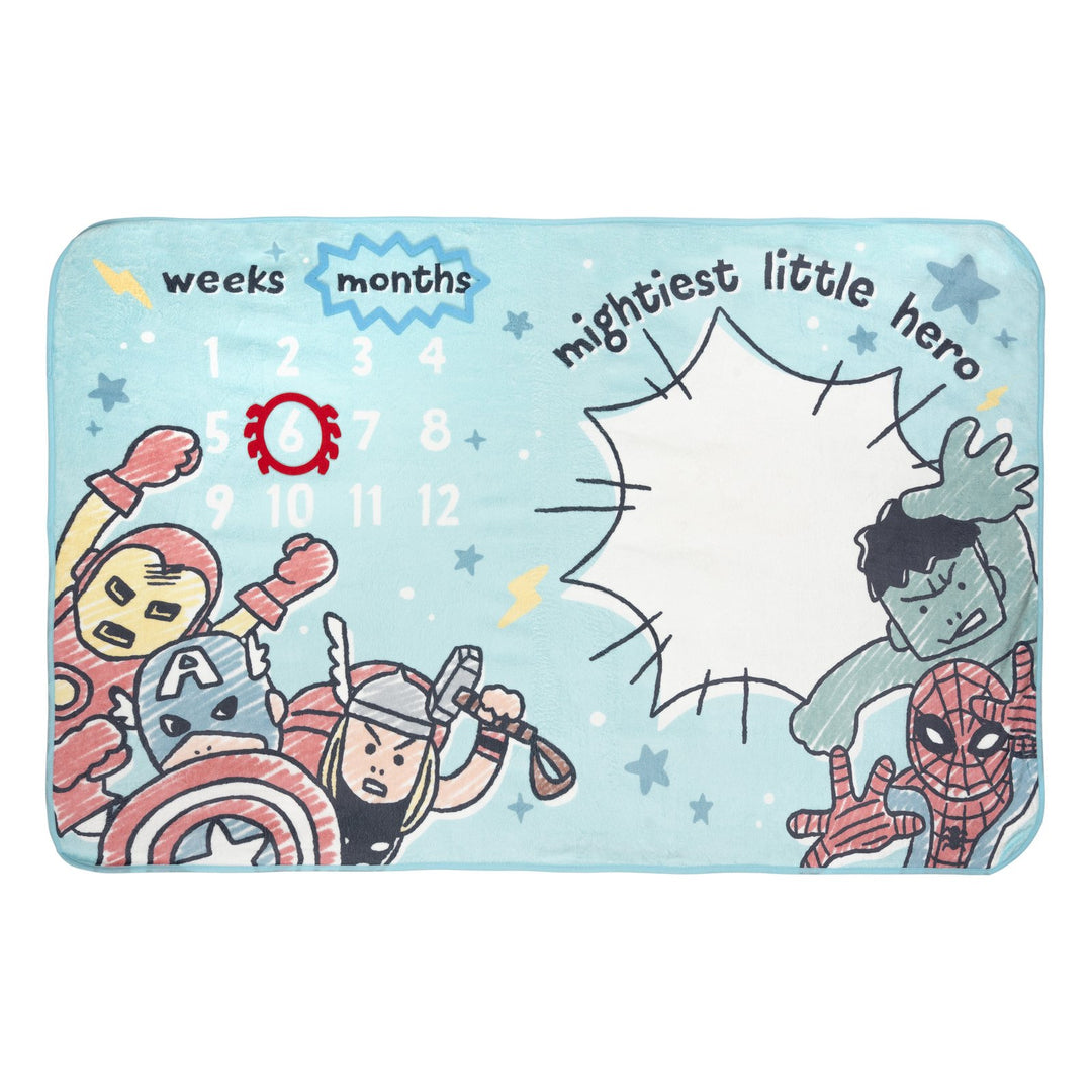 Marvel Avengers Baby Boy or Girl Bodysuit and Blanket Gift Set Slate Blue