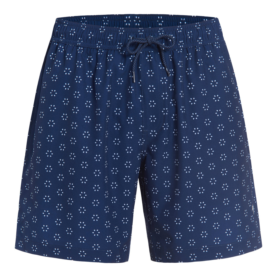 Dreamwave Men's Compression Liner Swim Trunks with Phone Pocket 7 inch Inseam Anti Chafing Navy Medallion