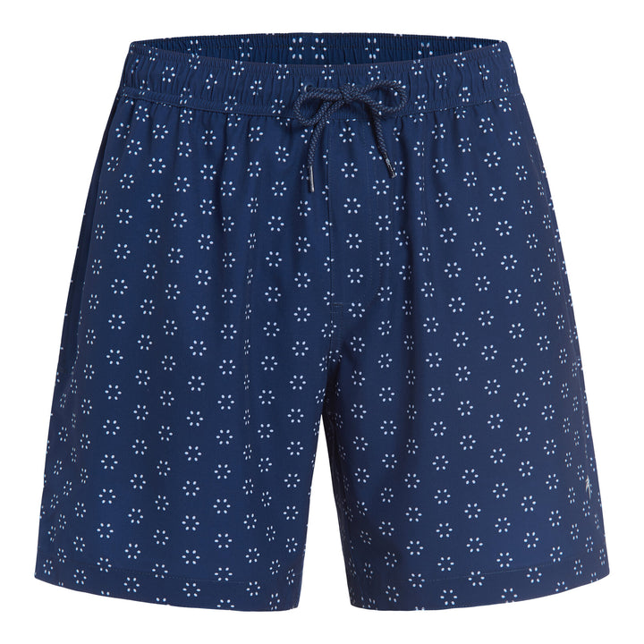 Dreamwave Men's Compression Liner Swim Trunks with Phone Pocket 7 inch Inseam Anti Chafing Navy Medallion
