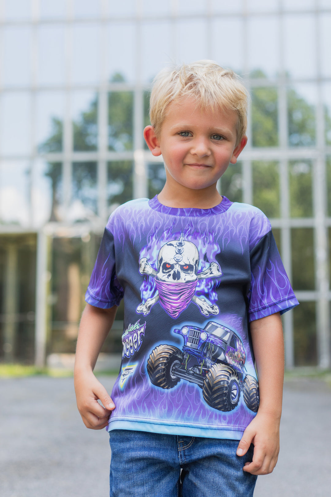 Monster Jam Son-uva Digger Boys' Athletic Short Sleeve T-Shirt Blue