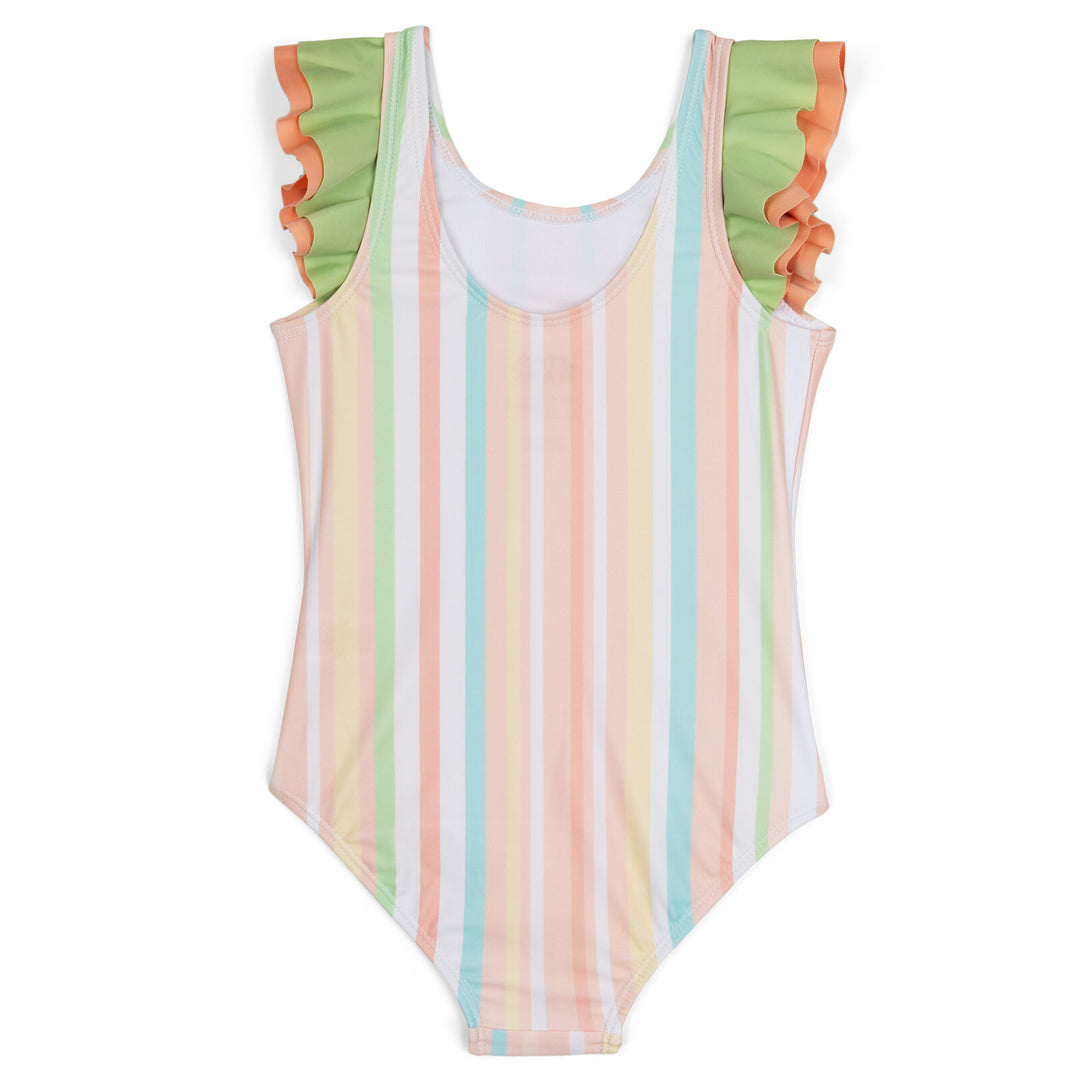 Star Wars The Mandalorian Grogu Girls' One Piece Bathing Suit Pastel Stripe