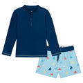 Dreamwave Boys' 2-Piece Swimwear Rash Guard and Swim Trunks Set Navy Sky Blue