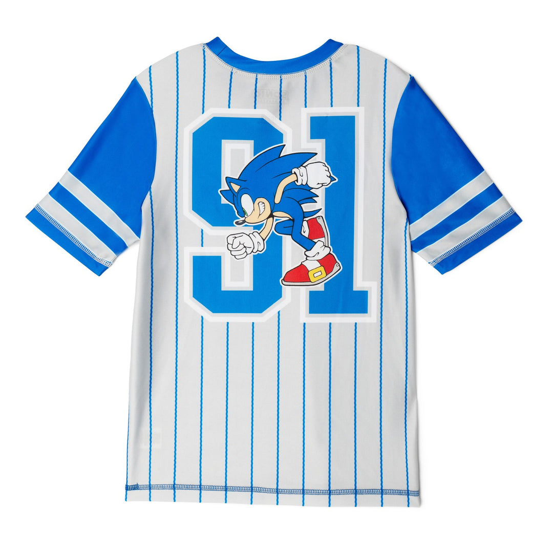 SEGA Sonic the Hedgehog 2-Piece Swimwear Rash Guard and Swim Trunks Set Blue