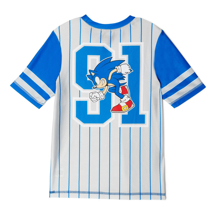 SEGA Sonic the Hedgehog 2-Piece Swimwear Rash Guard and Swim Trunks Set Blue