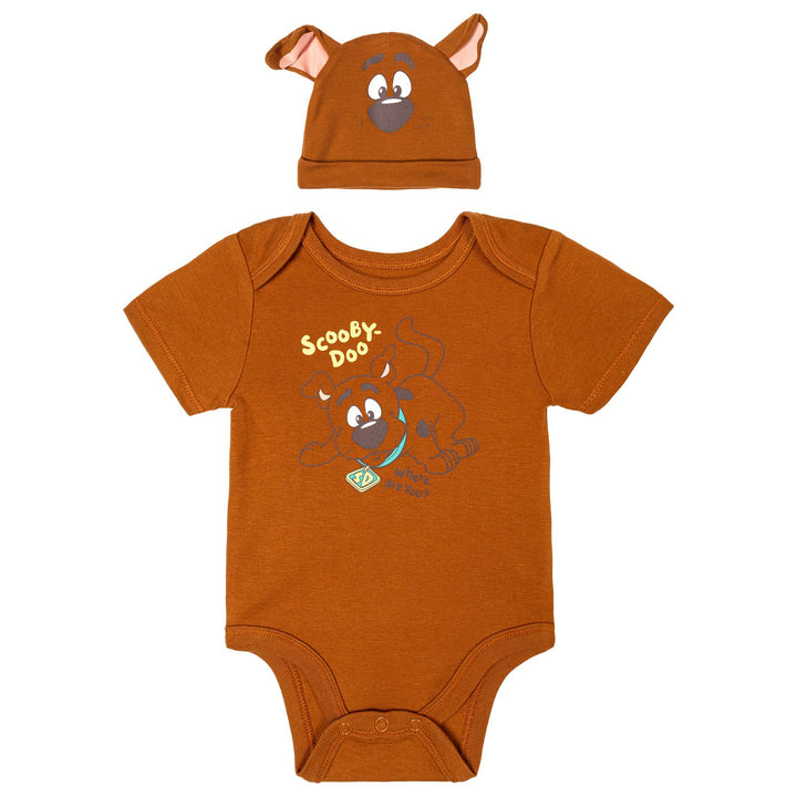 Warner Bros. Scooby-Doo Baby Boys' Cosplay Bodysuit and Hat Set Brown