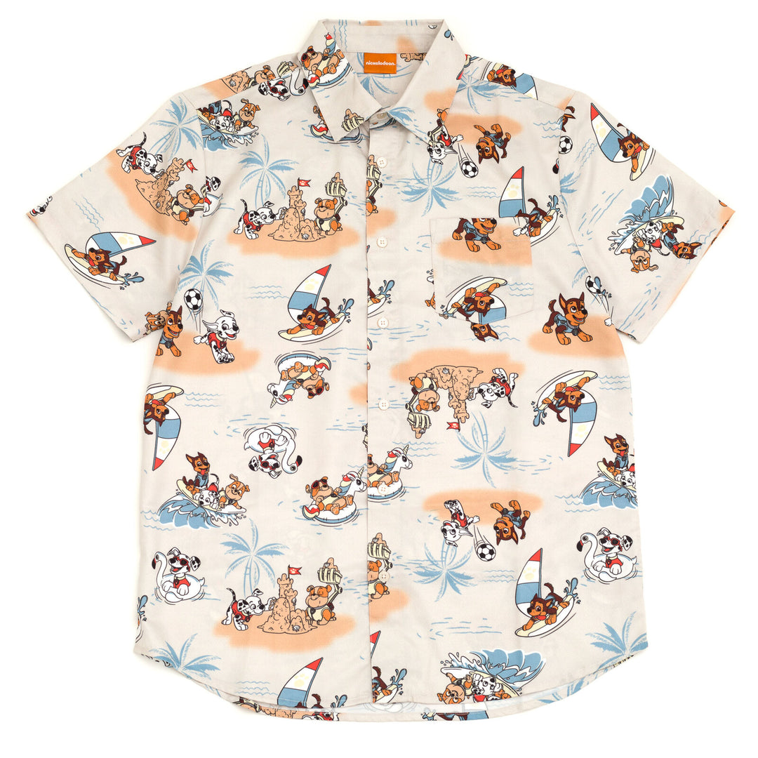 Paw Patrol Men's Hawaiian Button-Down Shirt Sand