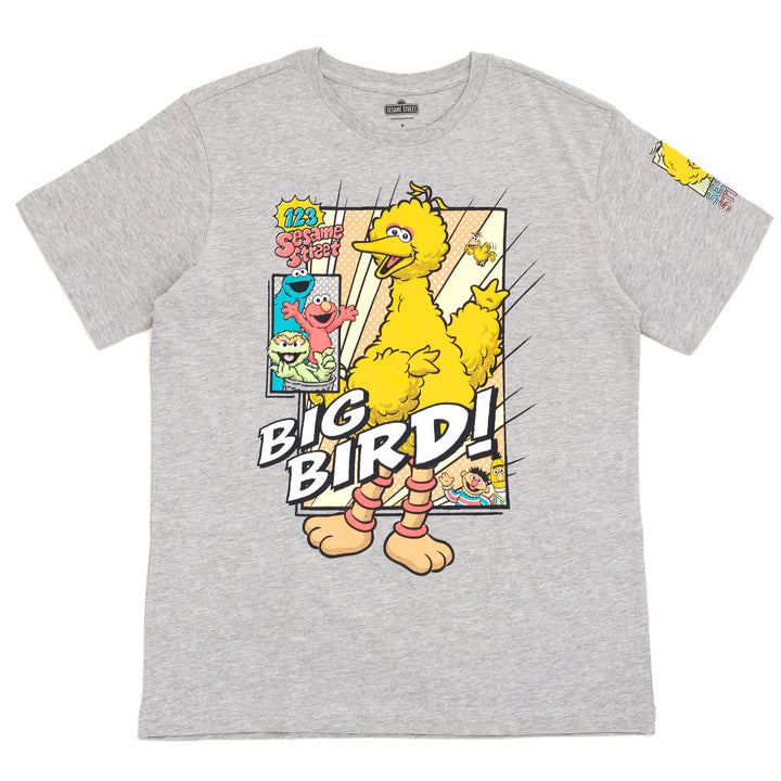 Sesame Street Big Bird Crewneck Short Sleeve T-Shirt Heather Grey