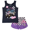 Monster Jam Sparkle Smash Girls' Athletic 2-Piece Tank Top and Shorts Set Grey