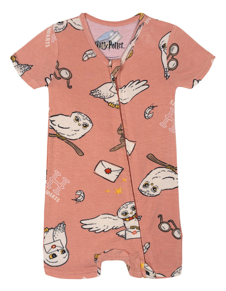 Harry Potter Baby Boys' 2-Pack Zip-Up One Piece Romper Hedwig Red Ivory