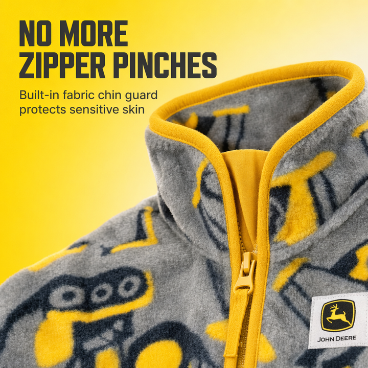 John Deere Boys' Fleece Quarter-Zip Sweatshirt Cool Gray Yellow