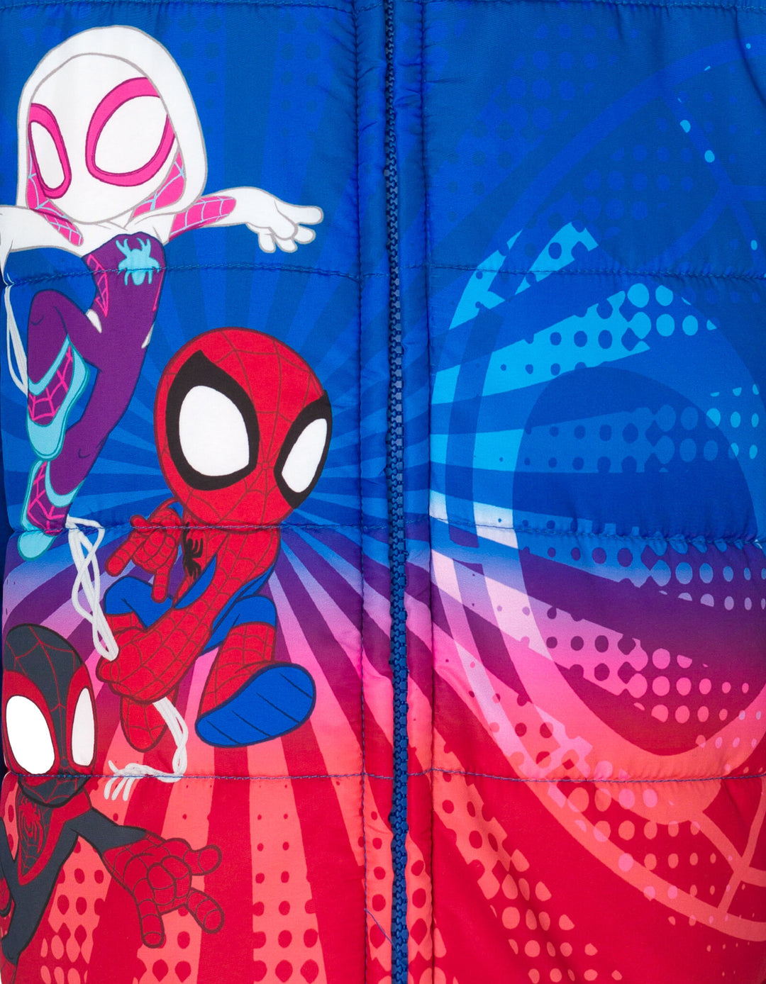 Marvel Spidey and His Amazing Friends Hooded Zip-Up Puffer Jacket Red Gradient