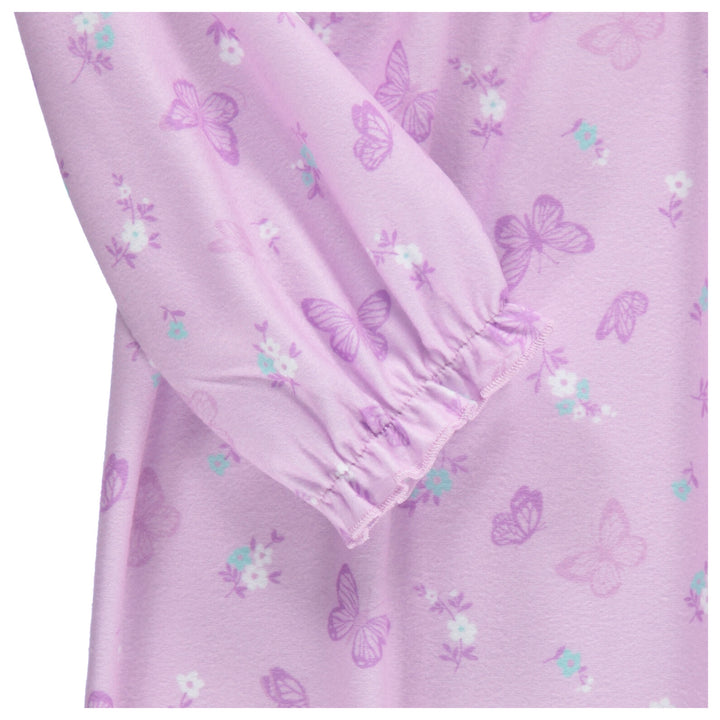 Dreamwave Girls' Long Sleeve Pajama Nightgown Lavender Butterfly