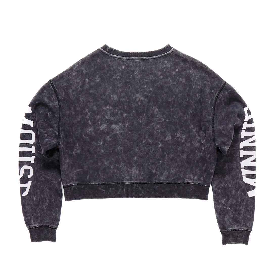 Minnie Mouse Women's Mineral Wash French Terry Pullover Sweatshirt Washed Black