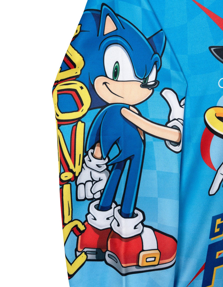 SEGA Sonic the Hedgehog Boys' Athletic Fleece Hooded Sweatshirt Shadow Blue