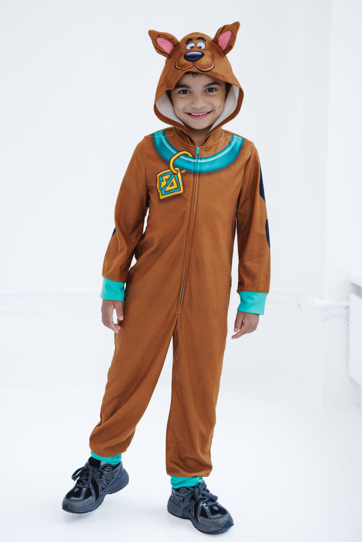 Scooby-Doo Cosplay Fleece Hooded One Piece Pajama Brown