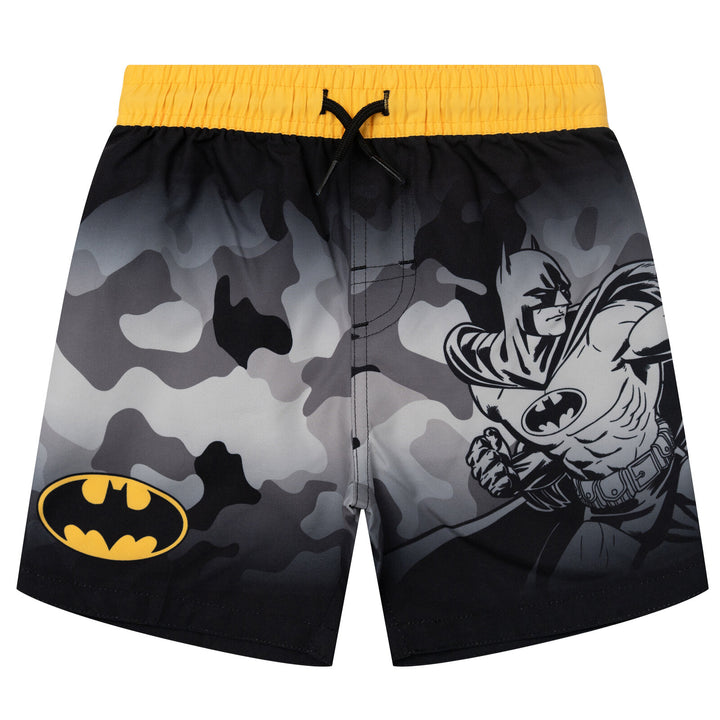 DC Comics Justice League Batman Cosplay Rash Guard and Swim Trunks Set Black