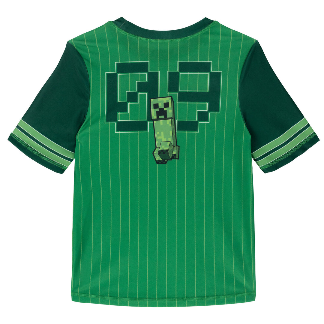 Minecraft Creeper Swimwear 2-Piece Rash Guard and Swim Trunks Set Dark Green
