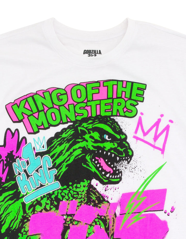 Godzilla Men's Short Sleeve T-Shirt Street Art White