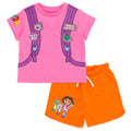 Dora the Explorer Girls' Cosplay 2-Piece Tee and Shorts Set Pink Orange