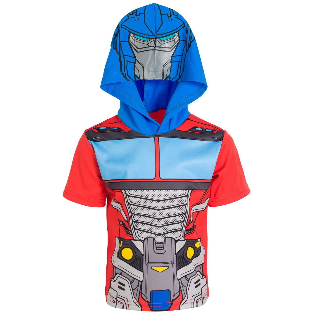 Transformers Optimus Prime Cosplay Hooded Tee and Shorts Set Blue Red