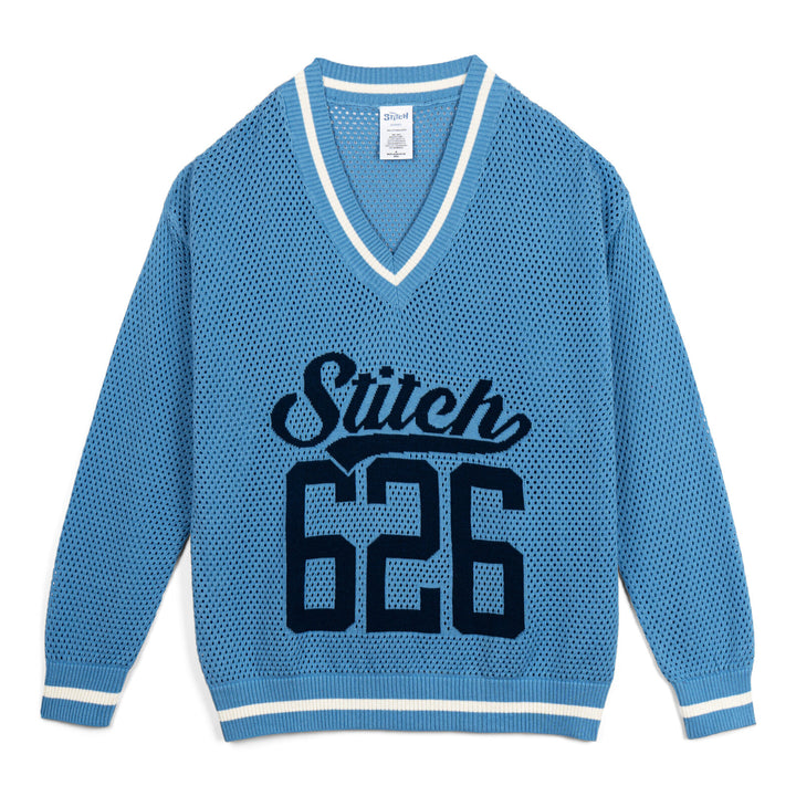 Lilo & Stitch Women's V-Neck Knit Sweater Light Blue