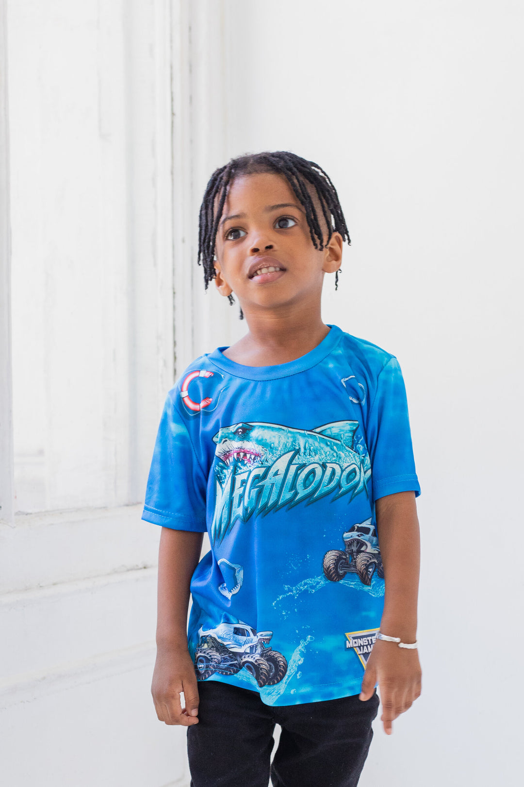 Monster Jam Megalodon Boys' Athletic Short Sleeve T-Shirt Ocean Blue