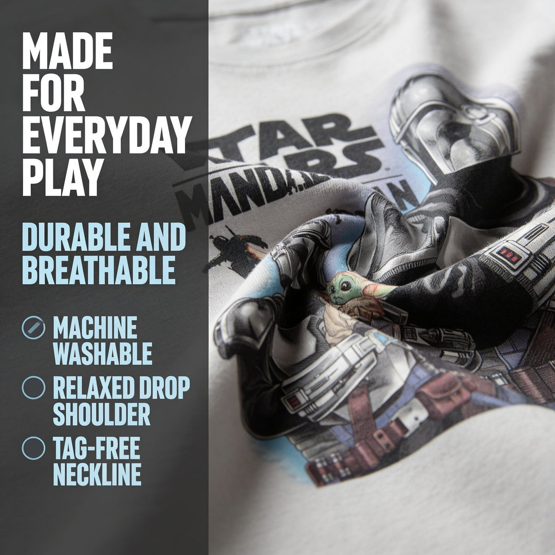 Star Wars The Mandalorian Boys' Short Sleeve T-Shirt Vapor Blue