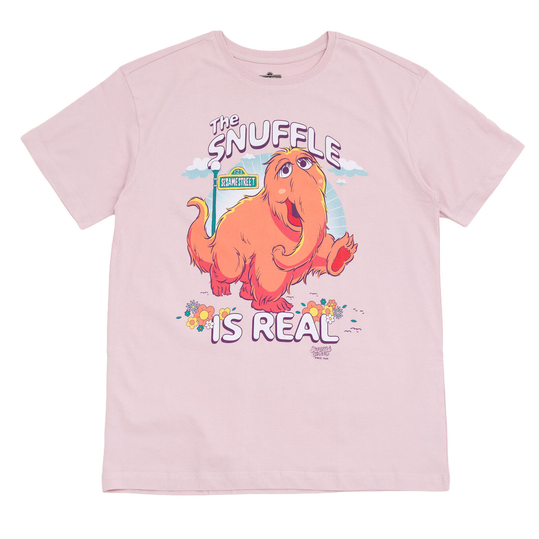 Sesame Street Mr. Snuffleupagus Men's Crewneck Short Sleeve T-Shirt Lilac