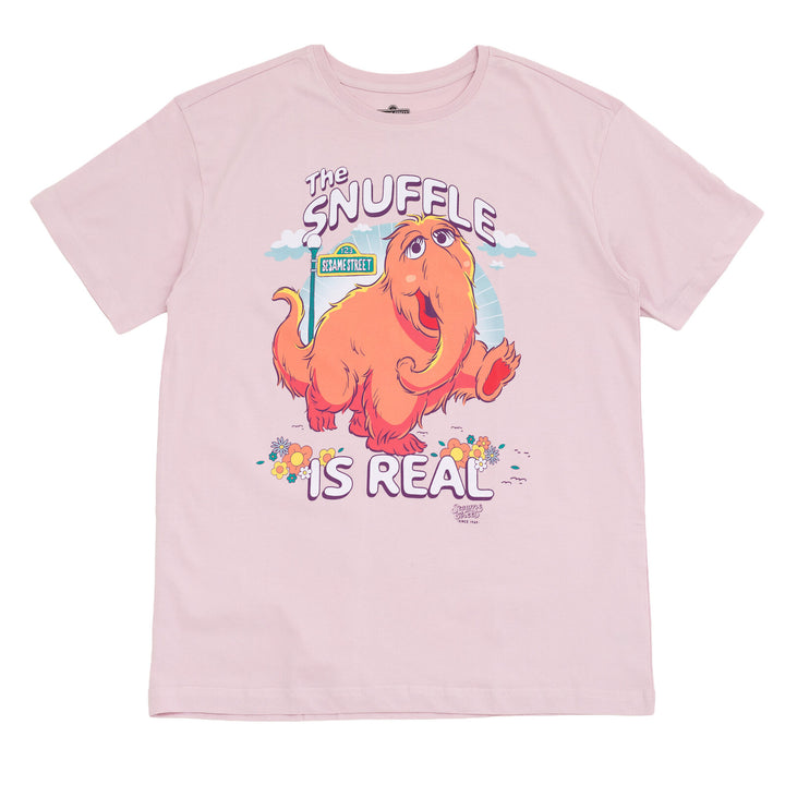 Sesame Street Mr. Snuffleupagus Men's Crewneck Short Sleeve T-Shirt Lilac