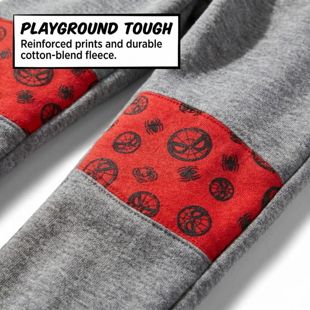Marvel Spider-Man Boys' Fleece 2-Piece Hoodie and Pants Set Red Grey