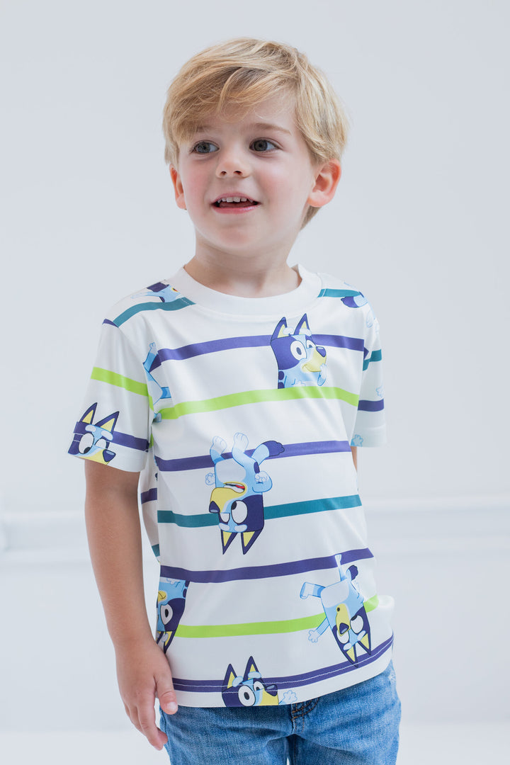 Bluey Boys' 3-Pack Athletic T-Shirts Navy Teal Lime