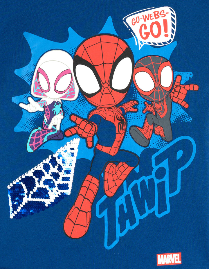 Marvel Spidey and His Amazing Friends Boys' Sequin T-Shirt Navy