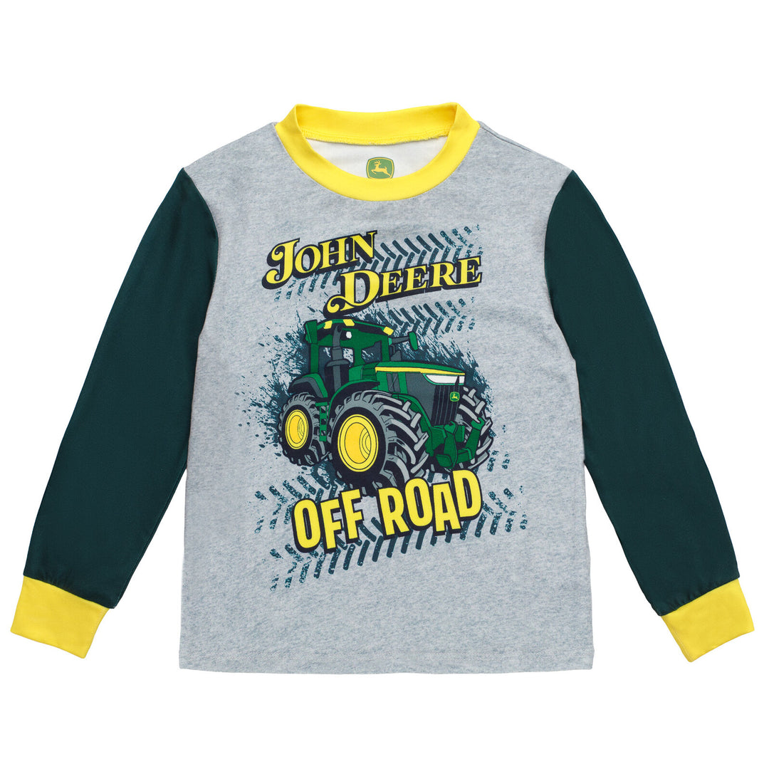 John Deere Boys' Pajama Shirt and Pants Set Green Black