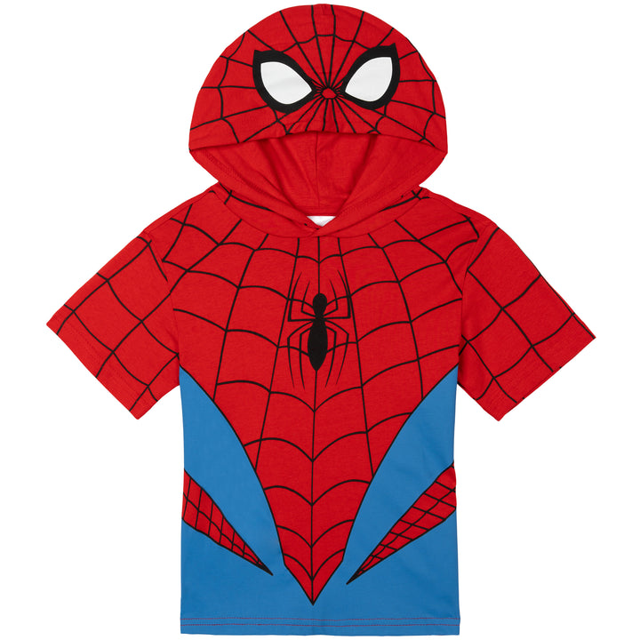 Marvel Spider-Man Matching Family Cosplay Hooded Tee Red Blue Spiderman