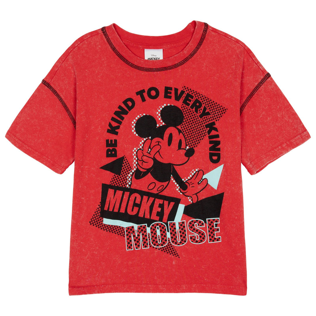 Disney Mickey Mouse Girls' Short Sleeve T-Shirt Red Be Kind
