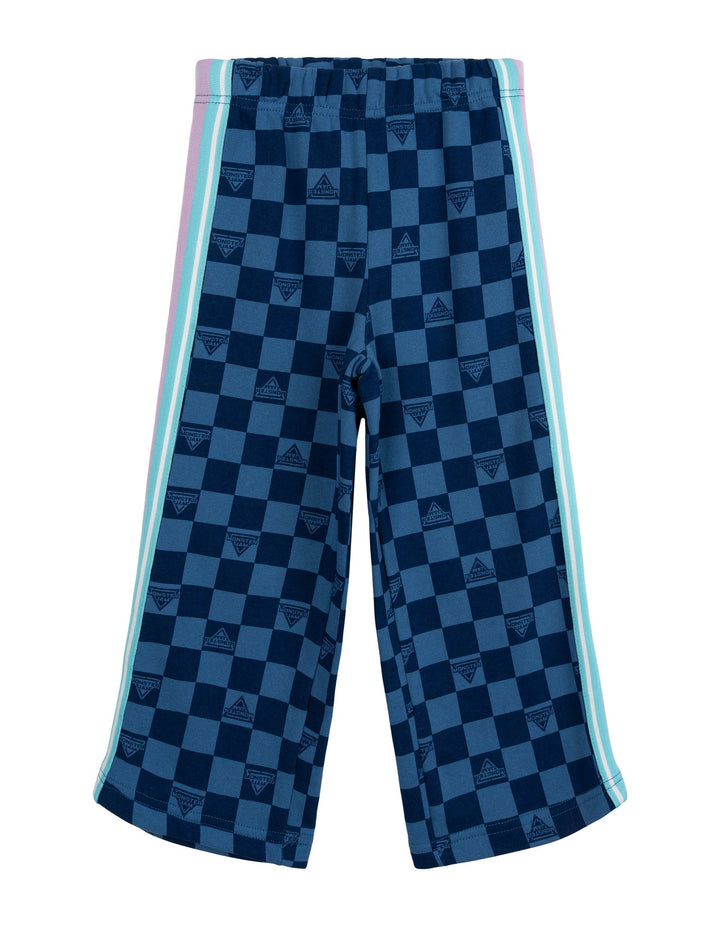 Monster Jam Girls' 2-Piece Fleece Sweatshirt and Pants Set Cream Blue Checker