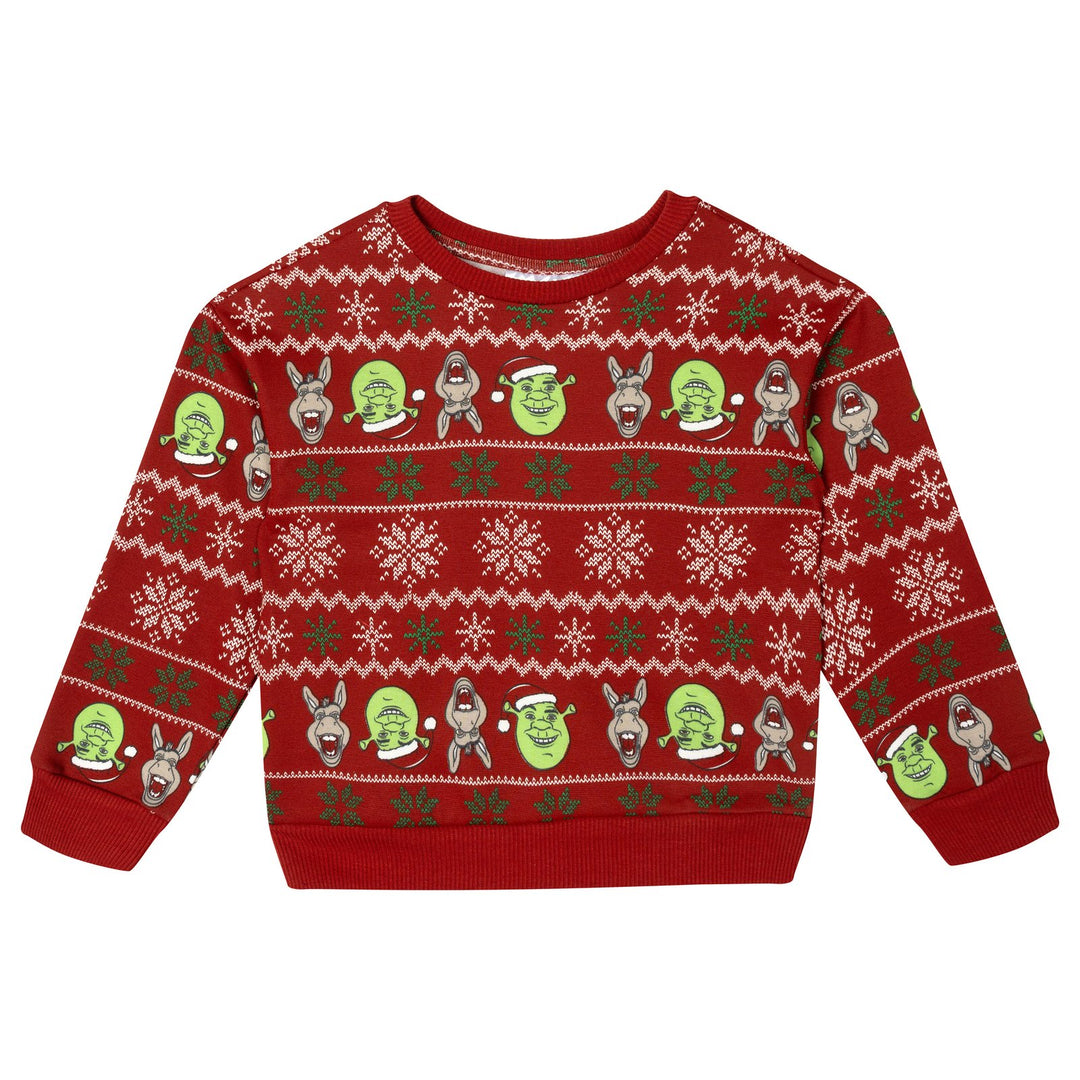 Shrek Adult Men or Women Holiday Fleece Pullover Sweatshirt Red Donkey