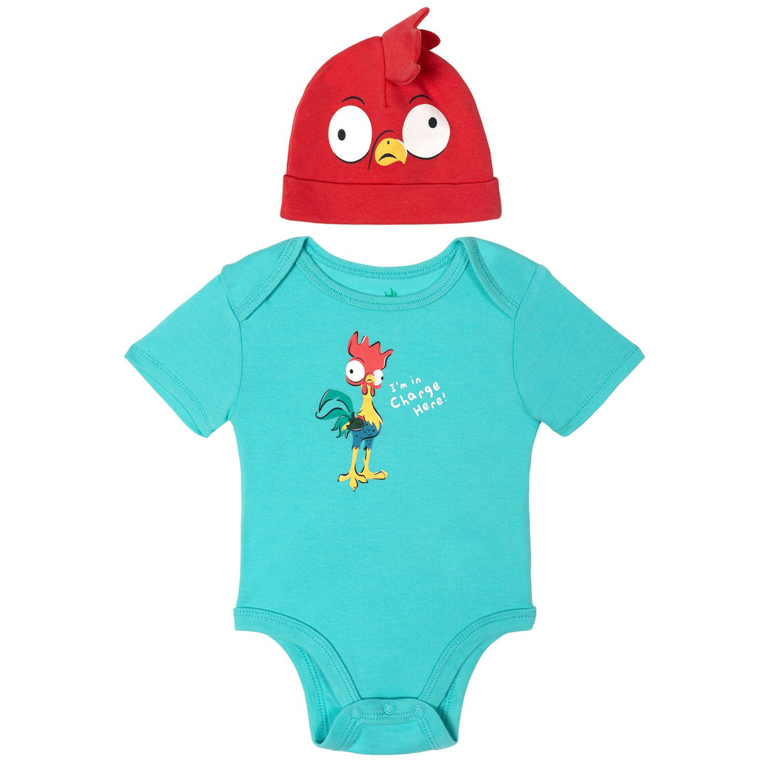 Moana Baby 2-Piece Cosplay Bodysuit and Hat Set Red Blue Hei Hei