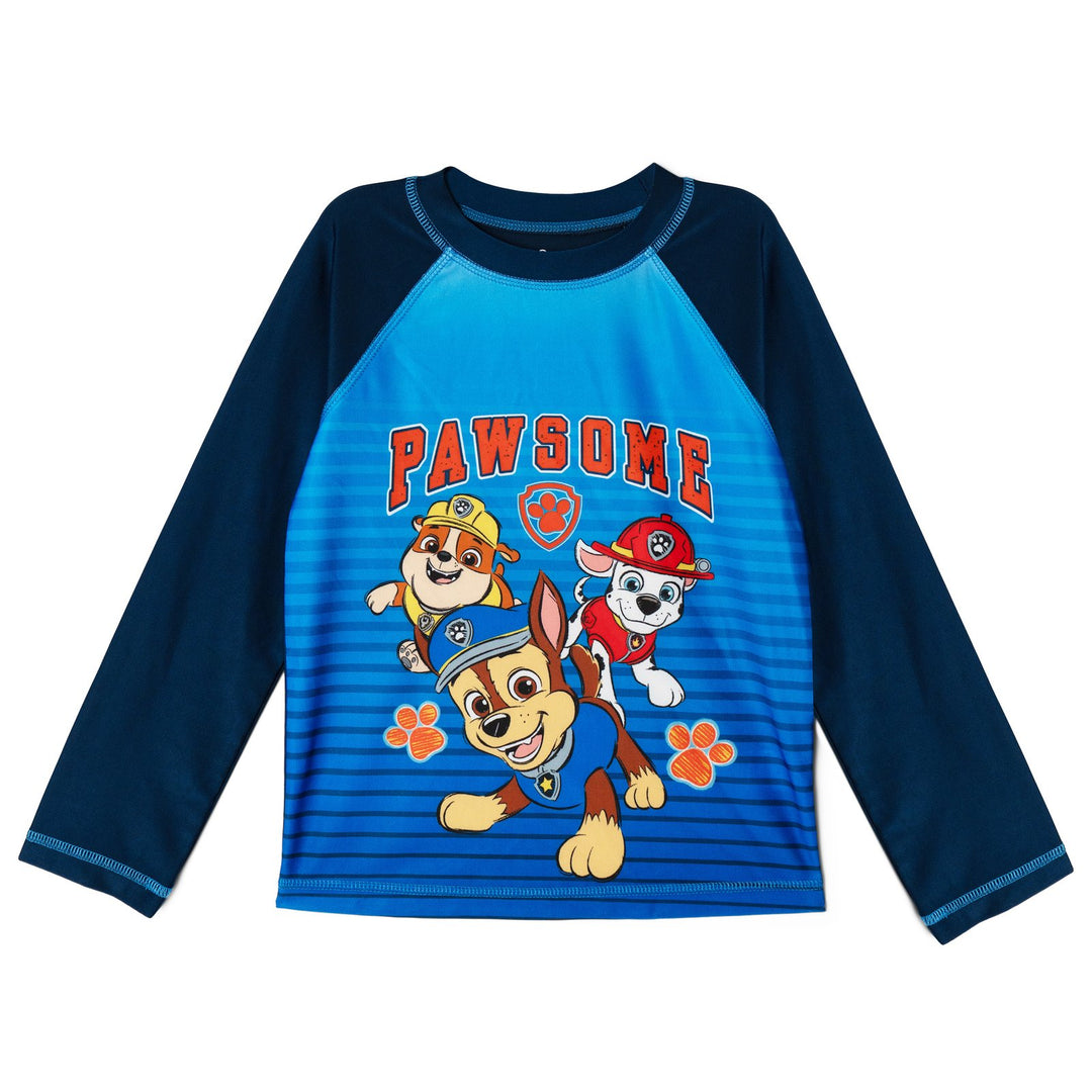 Paw Patrol Boys' Swimwear 2-Piece Rash Guard and Trunks Set Navy Blue