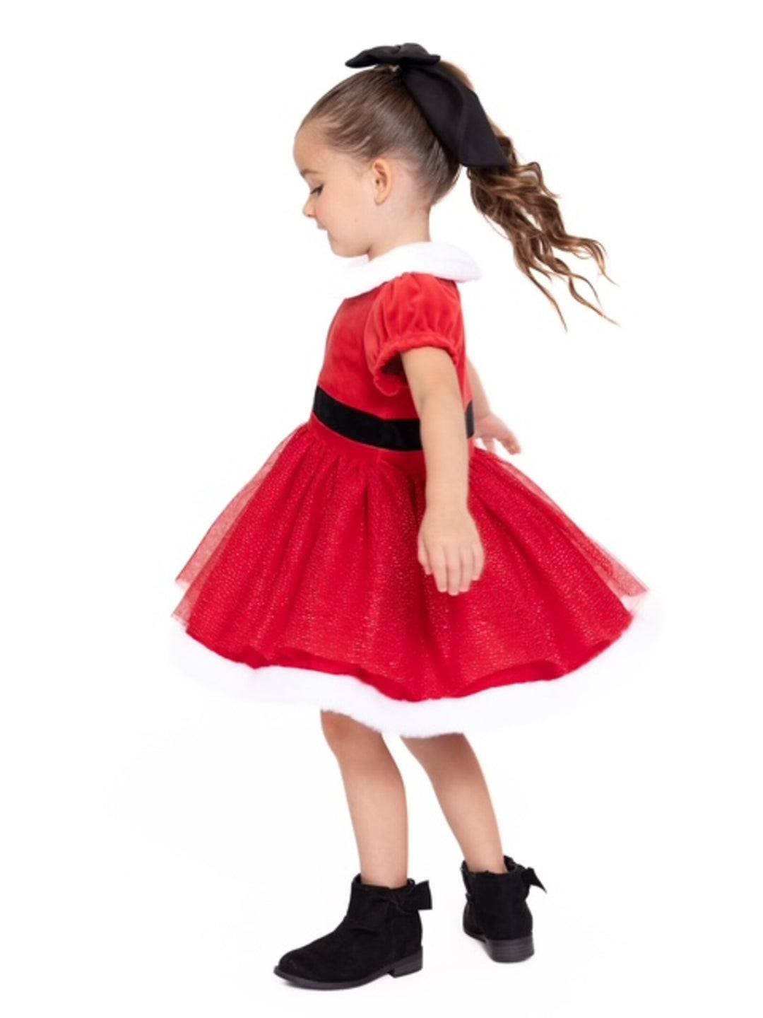 imagikids Girls' Holiday Short Sleeve Tulle Dress Red and White