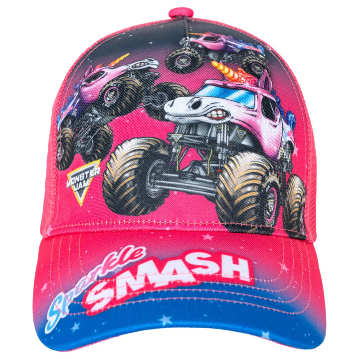 Monster Jam Sparkle Smash Girls' Strapback Baseball Cap Pink