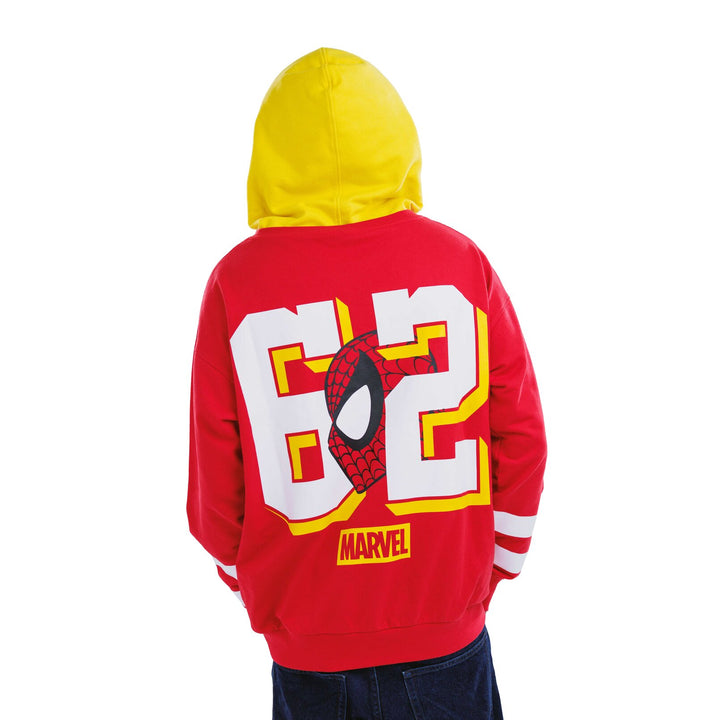 Marvel Spider-Man Men's Fleece Pullover Hoodie Red Yellow Spiderman