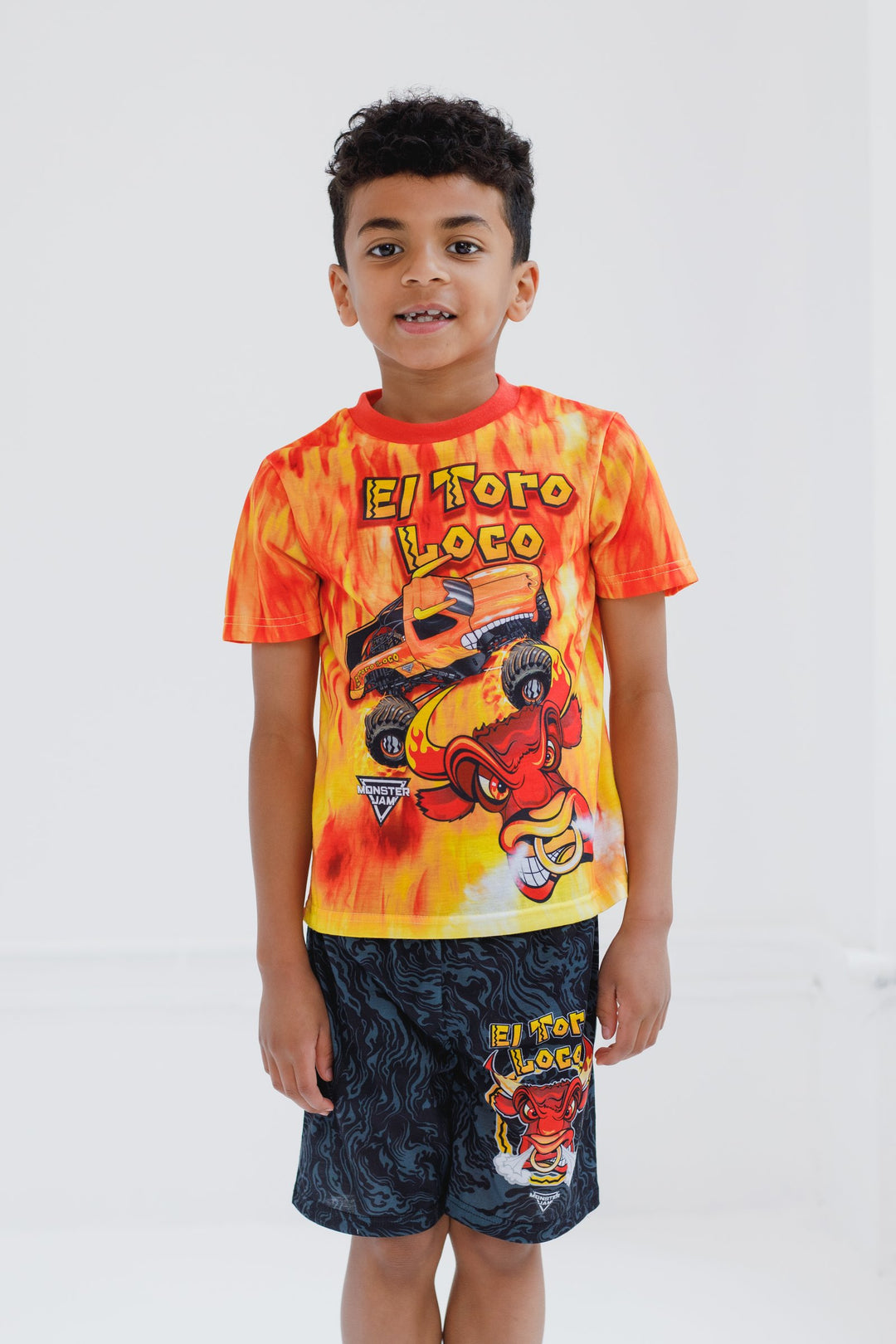 Monster Jam El Toro Loco Boys' 2-Piece Pajama Tee and Shorts Set Orange