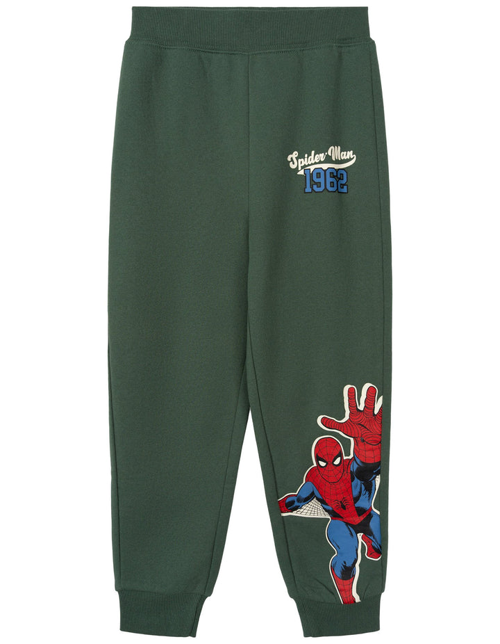 Marvel Comics Boys' Fleece 2-Piece Sweatshirt and Pants Set Spider Man Green