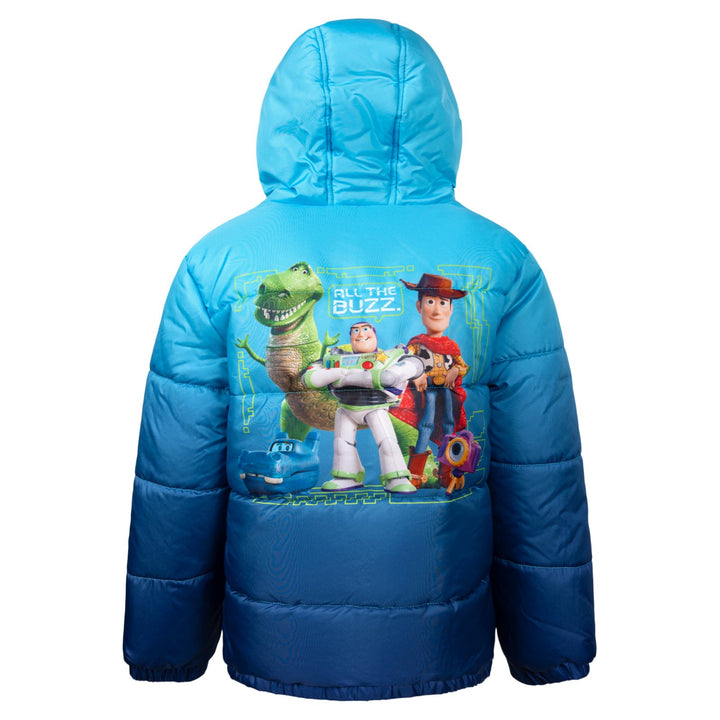 Disney Toy Story Boys' Hooded Puffer Jacket Navy Blue Woody Buzz