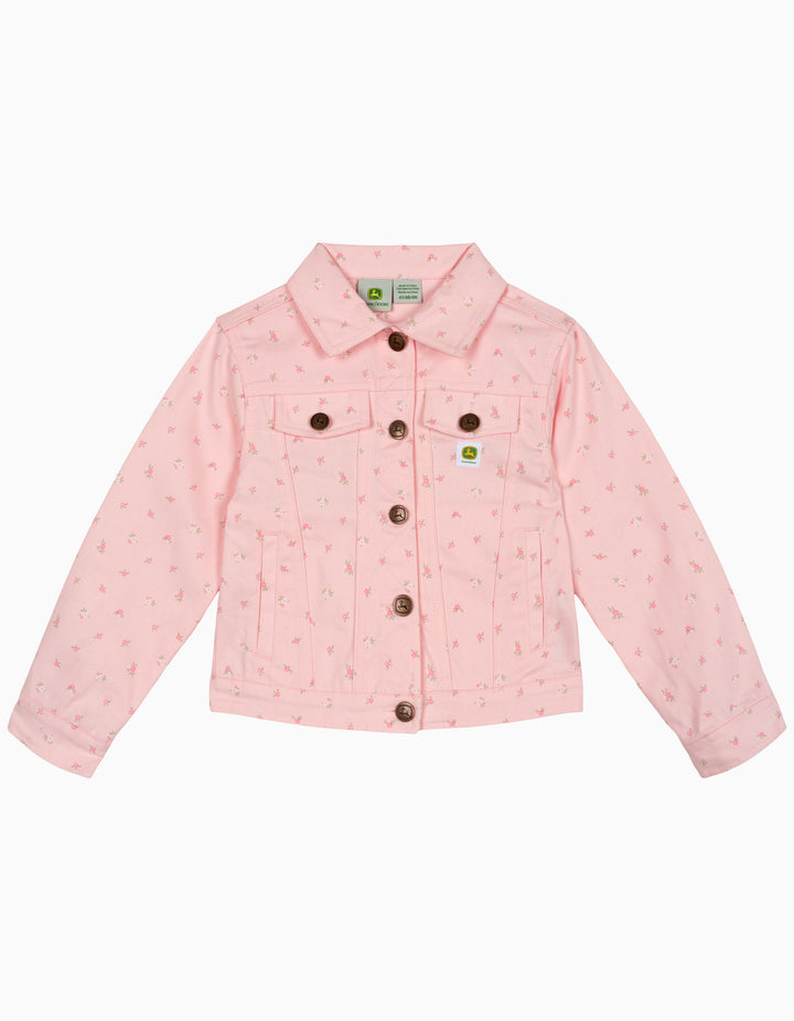 John Deere Toddler Girls' Denim Jacket Pearl Pink Floral