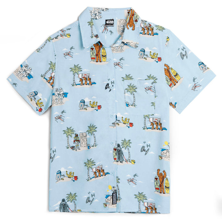 Star Wars Hawaiian Shirt, Dress, Short Set and Romper Boba Chewie Blue